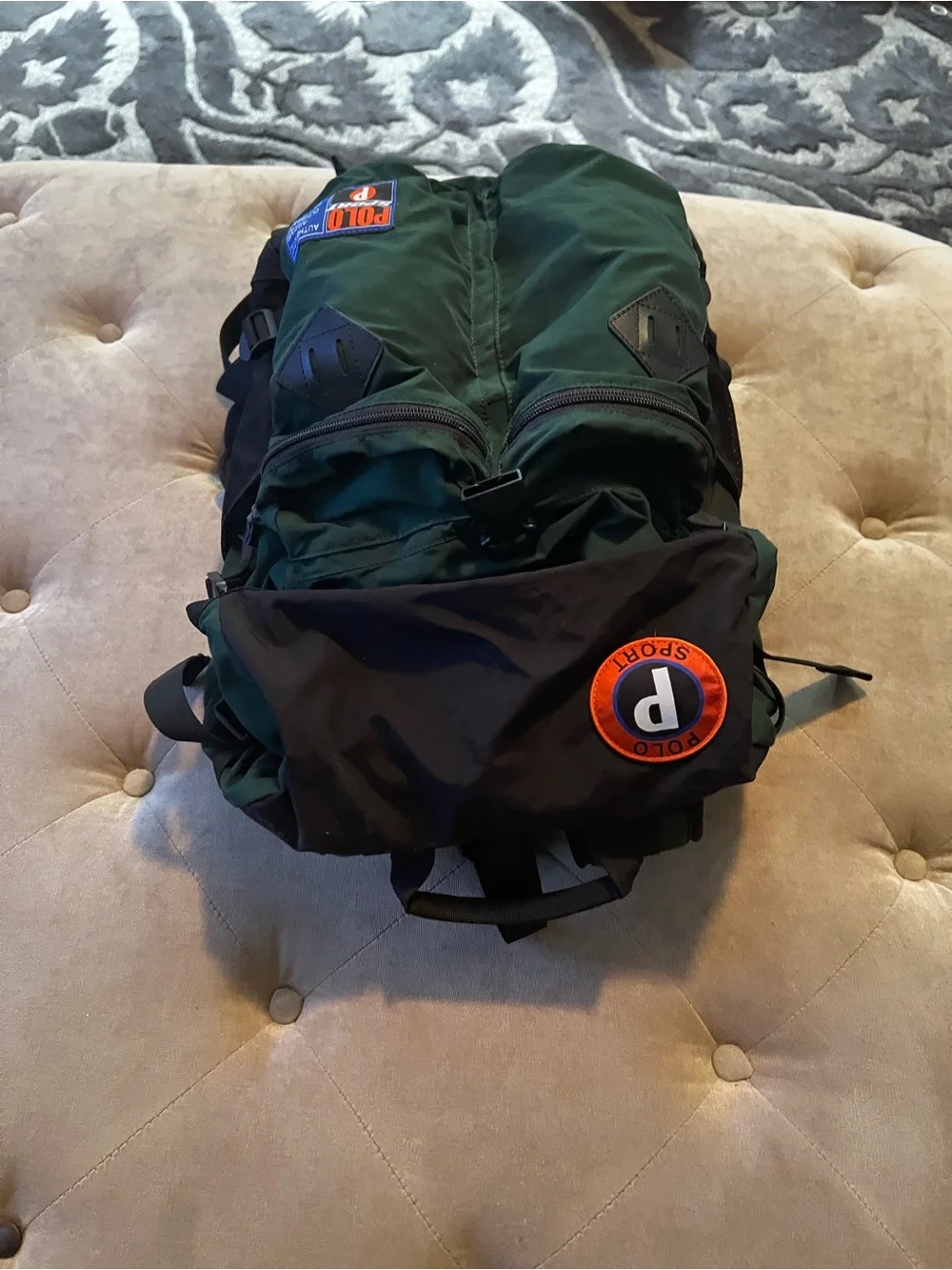 Polo by Ralph Lauren Green Nylon Dual-Pocket Roll-Top Backpack